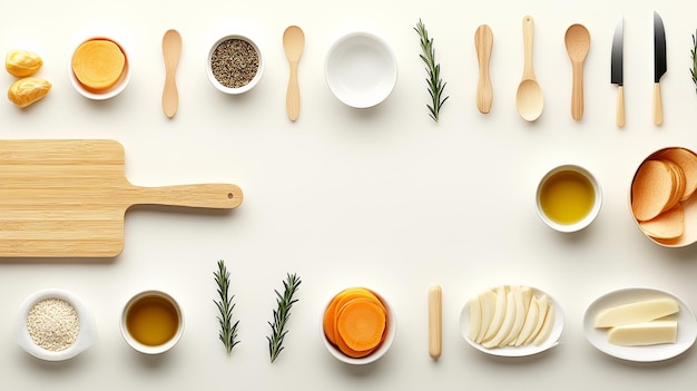 Кухонные принадлежности и ингредиенты на столе